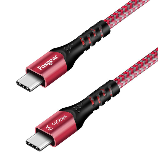 USB C to USB C Cable 1.6Ft, 100W Fast Charge, 10Gbps USB 3.1 Gen 2 Type C Cord 5A Power Delivery with E-Marker Chip Compatible for Macbook, Matembook,I-Pad Air,Galaxy S21,Ssd,Pixel 5/4/Xl,Red